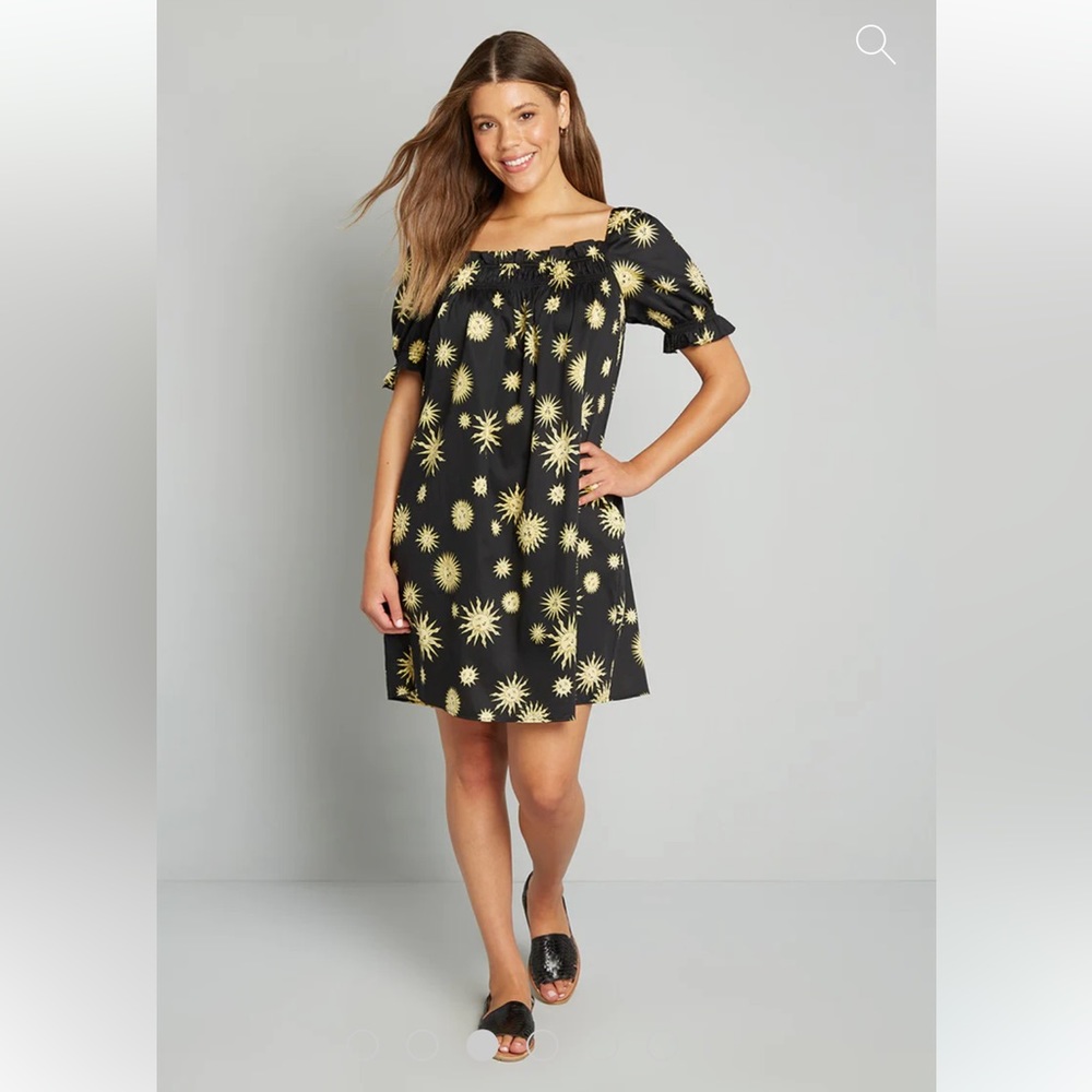 New NWT ModCloth Daytime Mood Babydoll Dress Celestial Sun Stars Sz XL 1X